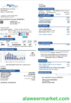 USA California West Valley Water District business utility bill template in Word and PDF formats